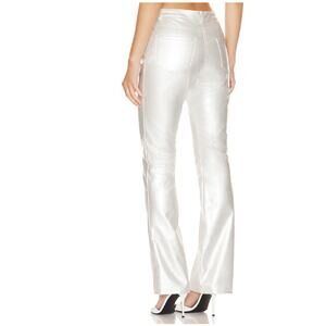 Superdown Shalisa MId Rise‎ Pant Metallic Silver Faux Leather Boot Cut Sz XL